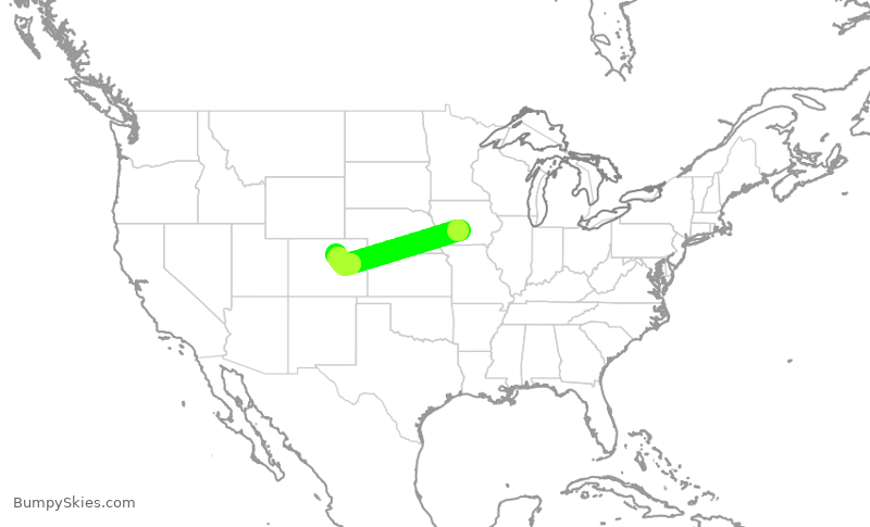 Turbulence forecast map for UAL1781, DSM to DEN