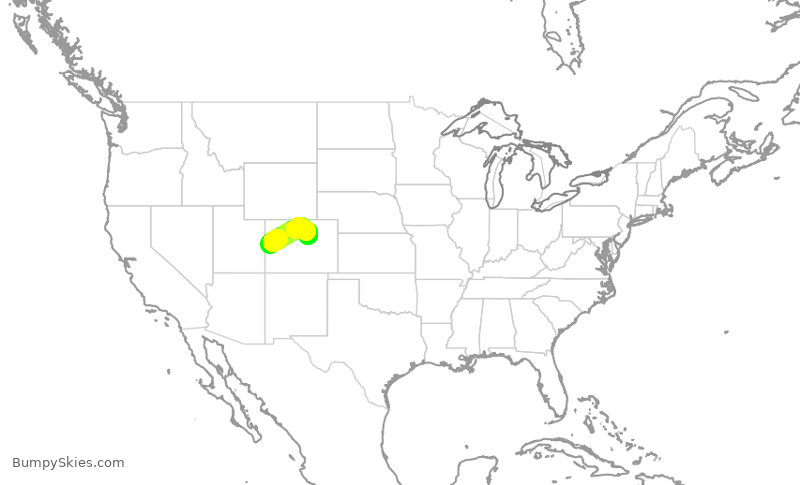 Turbulence forecast map for UAL1788, GJT to DEN