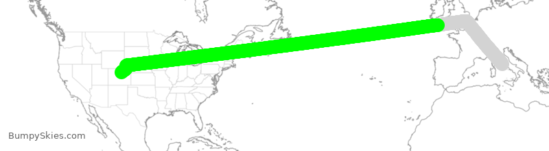 Turbulence forecast map for UAL178, IRF to DEN
