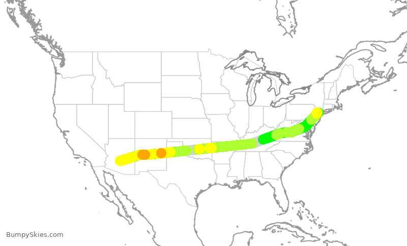 Turbulence forecast map for UAL1798, PHX to EWR