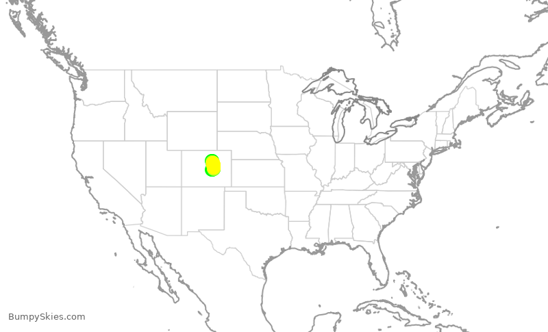 Turbulence forecast map for UAL1803, DEN to COS