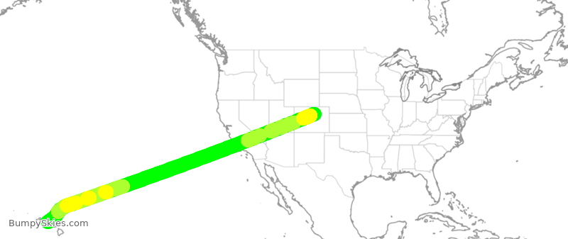 Turbulence forecast map for UAL1805, DEN to HNL