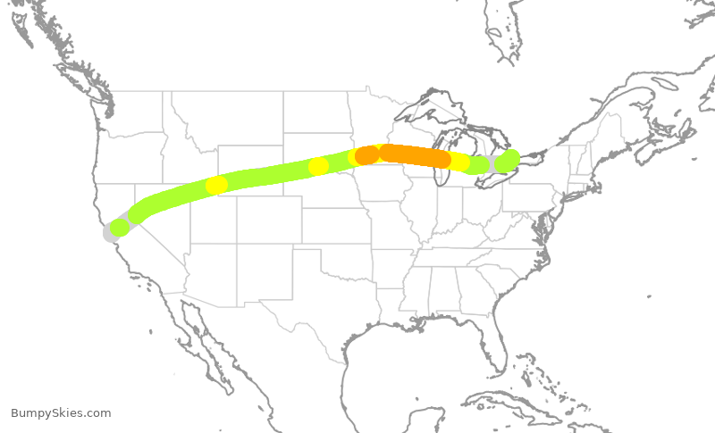 Turbulence forecast map for UAL1806, SFO to YYZ