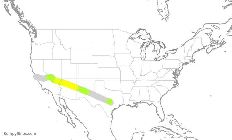 Turbulence forecast map for UAL1807, SFO to AUS