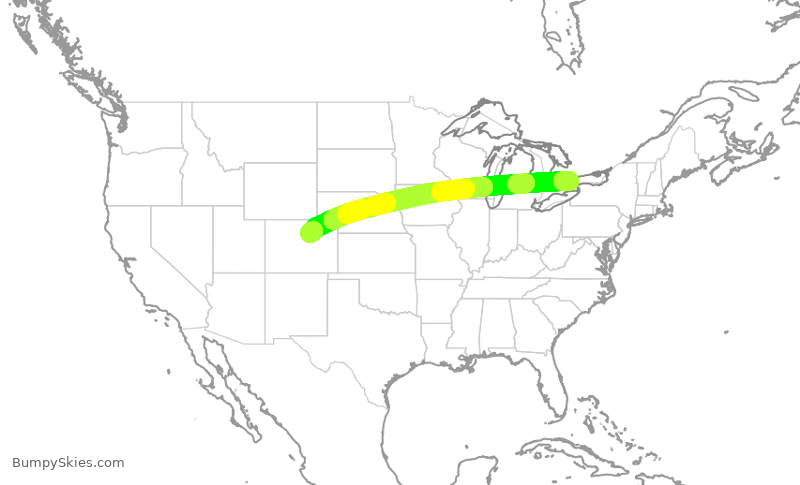 Turbulence forecast map for UAL1810, YYZ to DEN