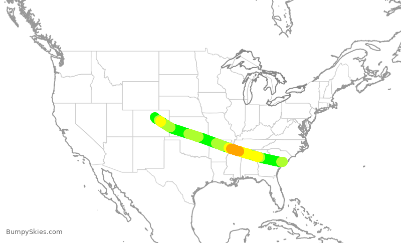 Turbulence forecast map for UAL1818, CHS to DEN