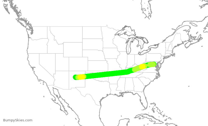 Turbulence forecast map for UAL1822, IAD to ABQ