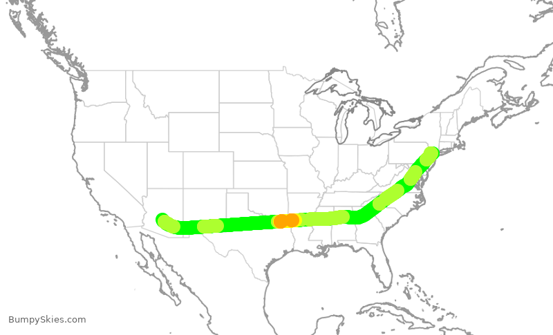 Turbulence forecast map for UAL1830, PHX to EWR