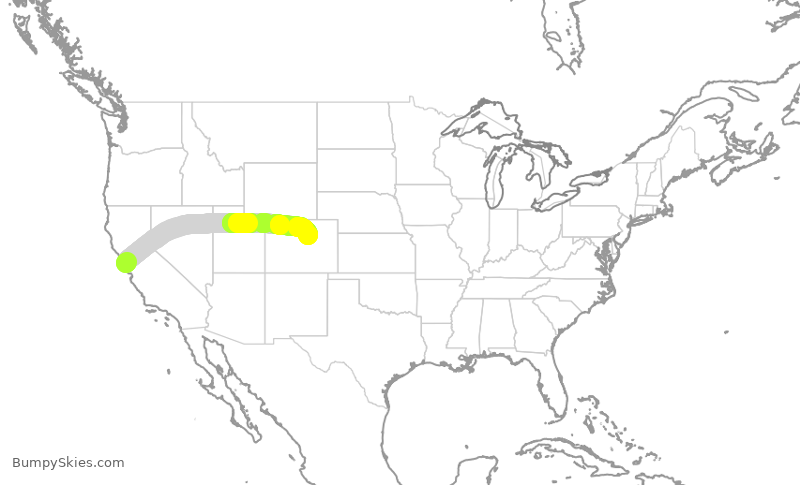 Turbulence forecast map for UAL1835, SFO to DEN