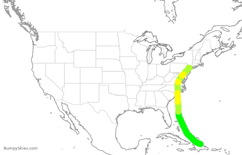 Turbulence forecast map for UAL1837, DPP to EWR