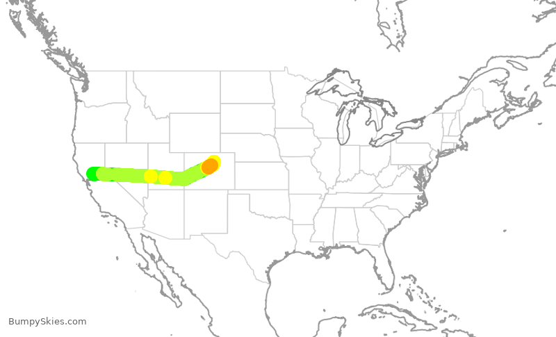 Turbulence forecast map for UAL1841, SMF to DEN