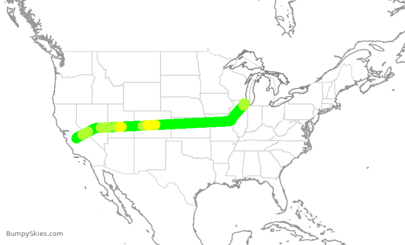 Turbulence forecast map for UAL1845, FAT to ORD