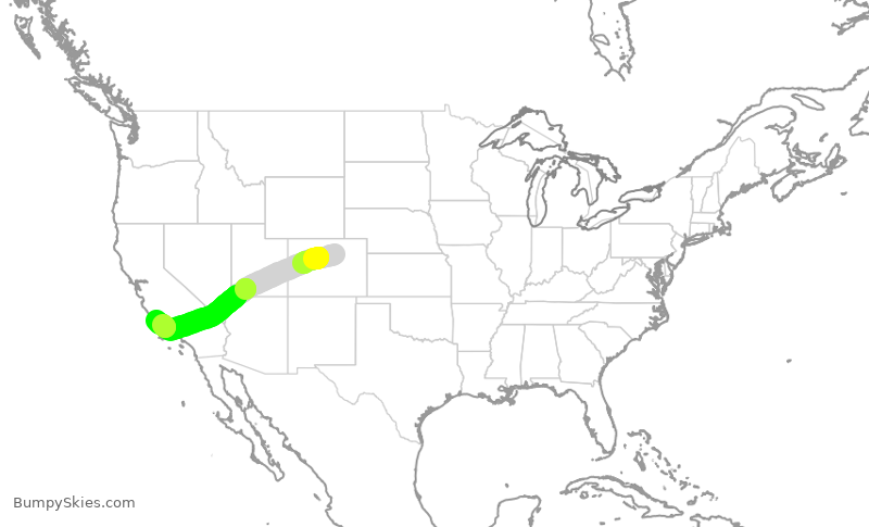 Turbulence forecast map for UAL1846, DEN to SBP