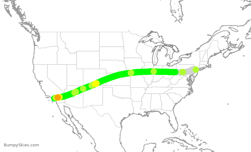 Turbulence forecast map for UAL1847, EWR to SNA