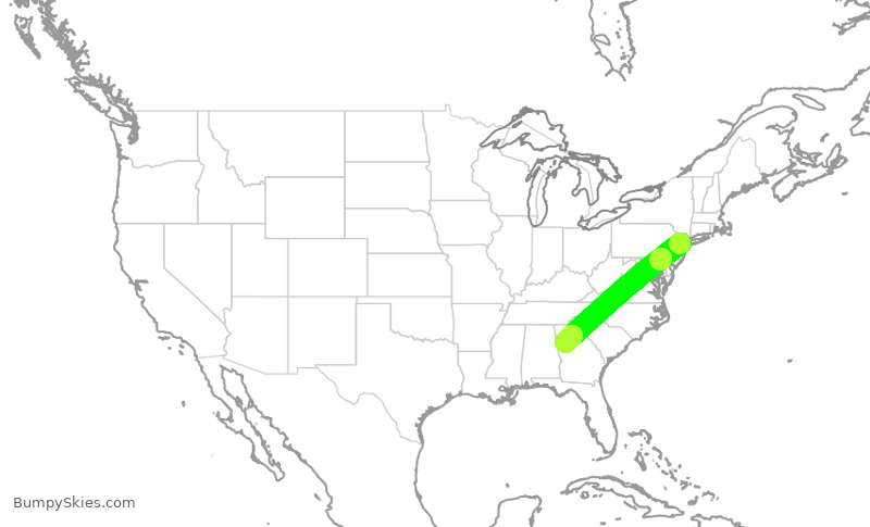 Turbulence forecast map for UAL1848, EWR to ATL