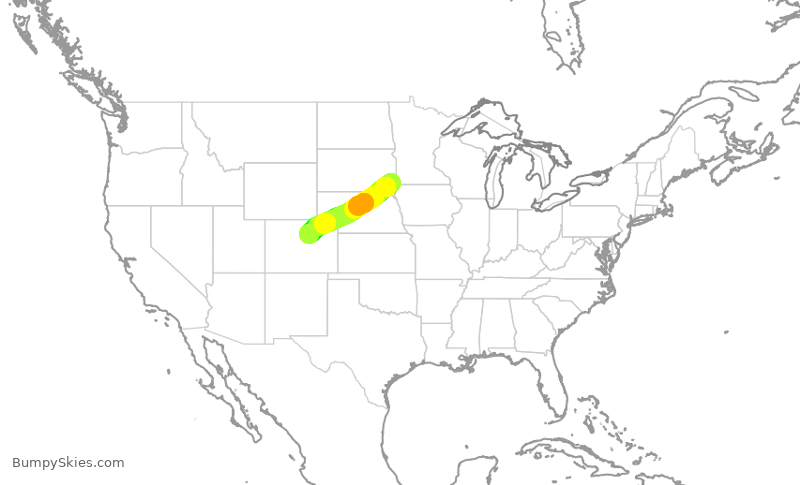 Turbulence forecast map for UAL1849, FSD to DEN
