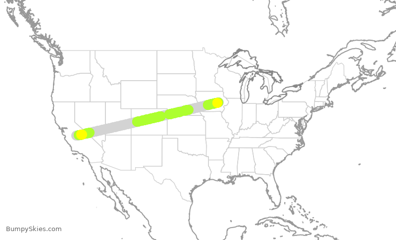 Turbulence forecast map for UAL1862, FAT to CID