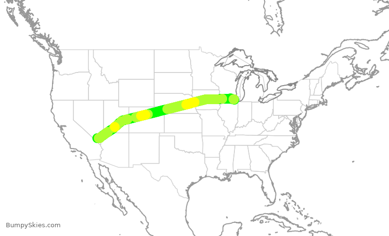 Turbulence forecast map for UAL1862, ORD to LAS