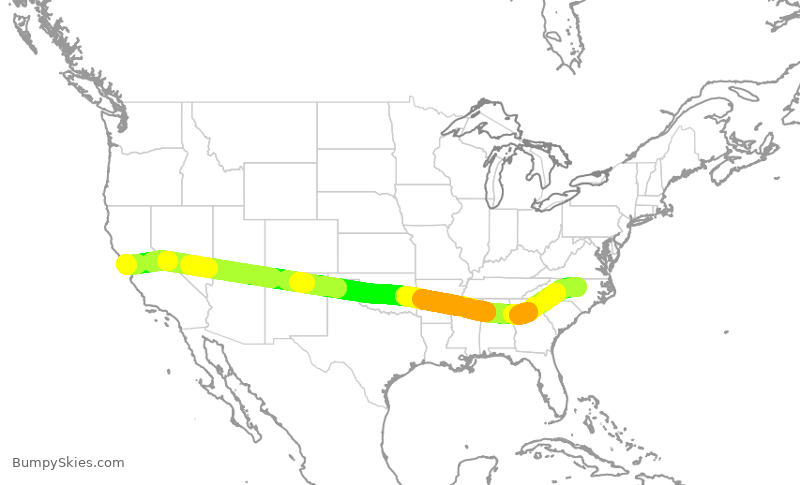 Turbulence forecast map for UAL1863, RDU to SFO