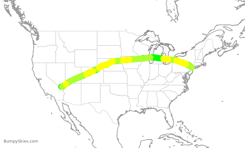 Turbulence forecast map for UAL1864, EWR to LAS