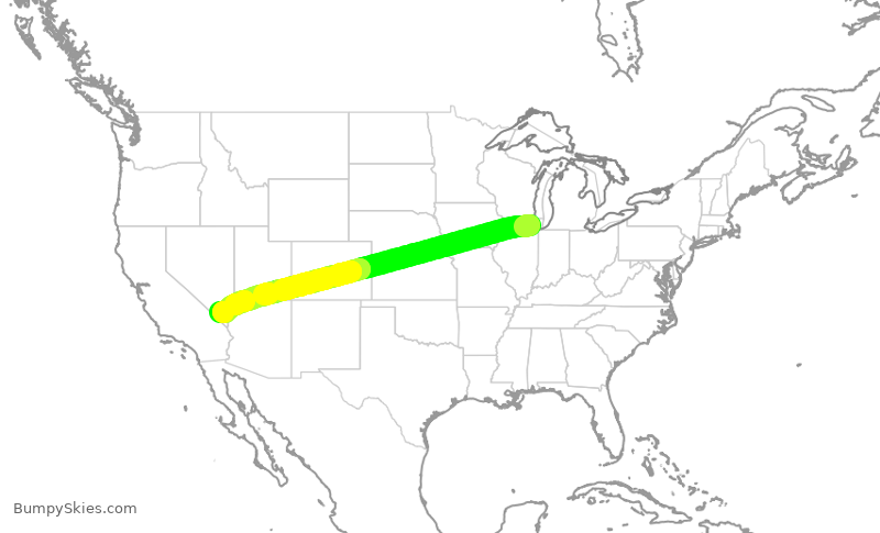Turbulence forecast map for UAL1875, ORD to LAS