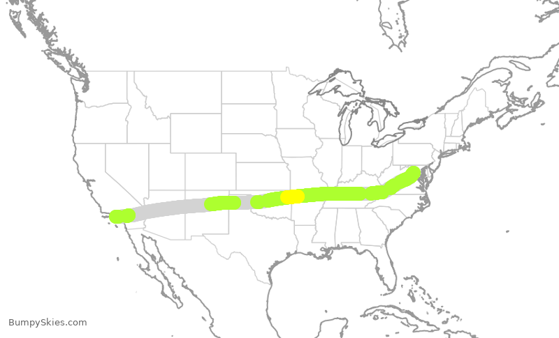 Turbulence forecast map for UAL1876, IAD to LAX
