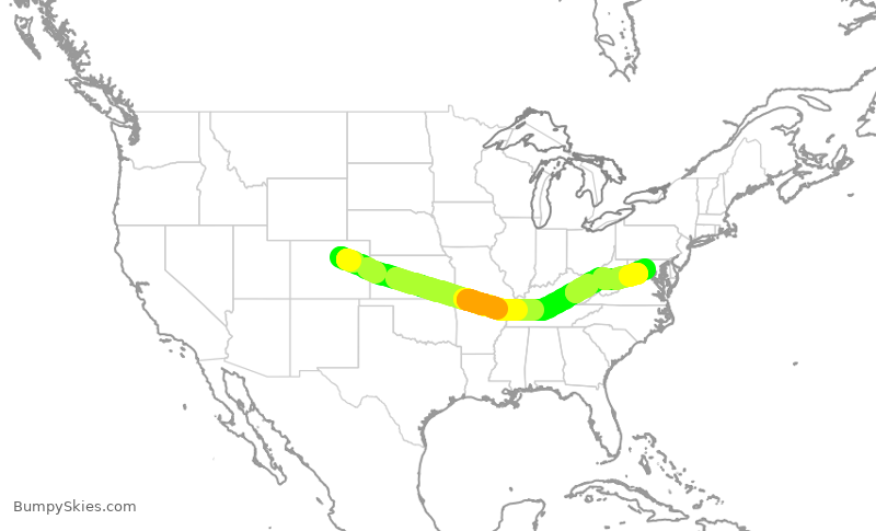 Turbulence forecast map for UAL1877, DEN to IAD