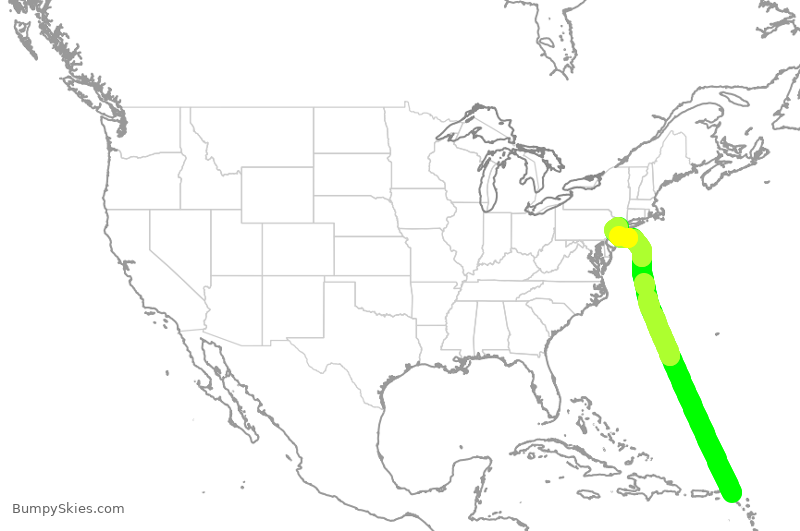 Turbulence forecast map for UAL1880, NCM to EWR