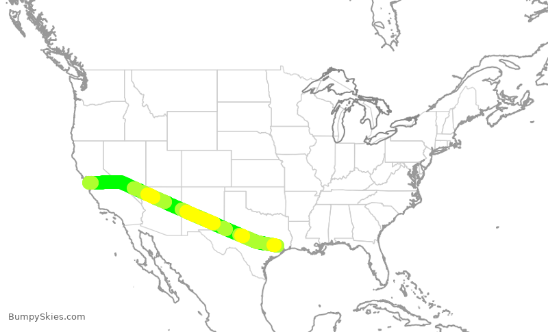 Turbulence forecast map for UAL1882, IAH to SJC