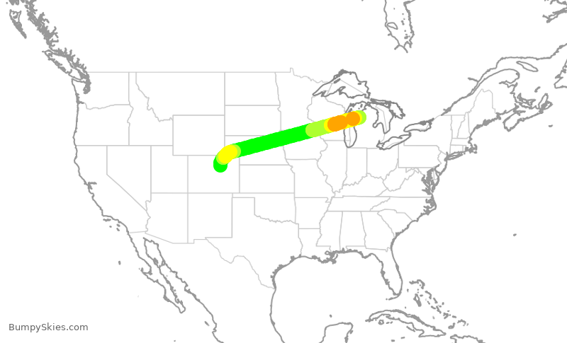 Turbulence forecast map for UAL1887, DEN to TVC