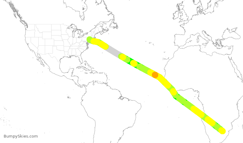 Turbulence forecast map for UAL188, EWR to AOR