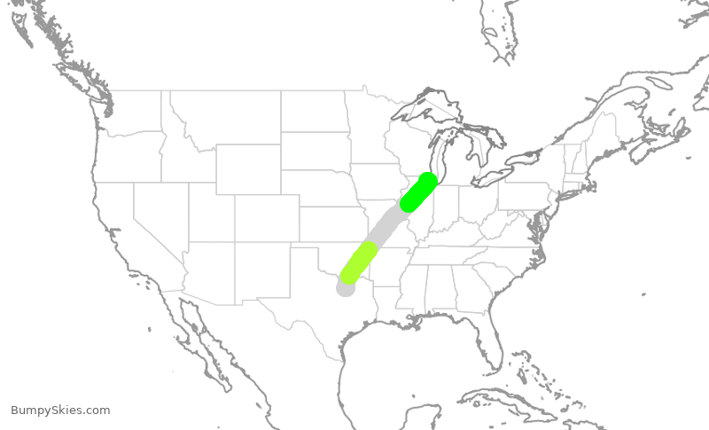 Turbulence forecast map for UAL1896, DFW to ORD