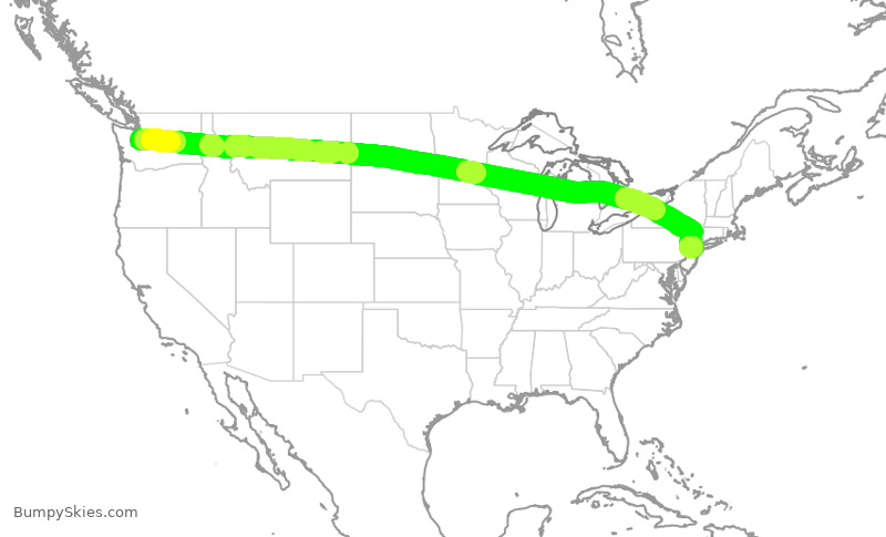 Turbulence forecast map for UAL1900, SEA to EWR