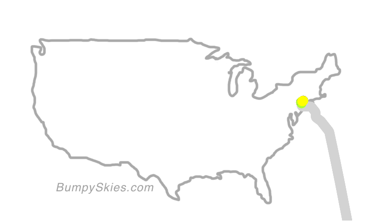 Map of continental US with illustrated flight path and turbulence forecast (described in text below)