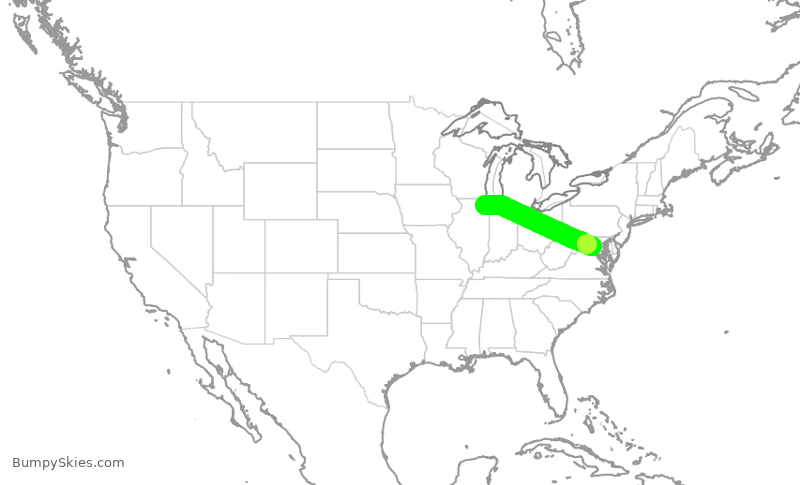 Turbulence forecast map for UAL1908, ORD to IAD