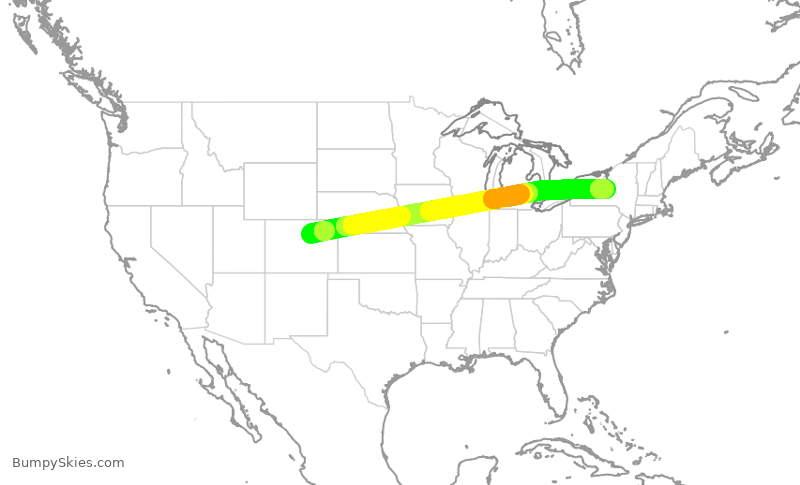 Turbulence forecast map for UAL1909, DEN to SYR
