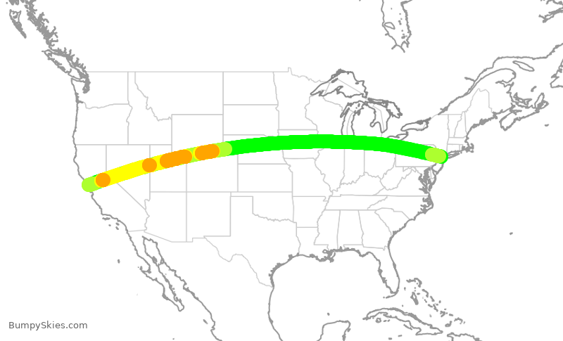 Turbulence forecast map for UAL1909, SFO to EWR