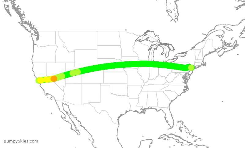 Turbulence forecast map for UAL1914, EWR to SFO
