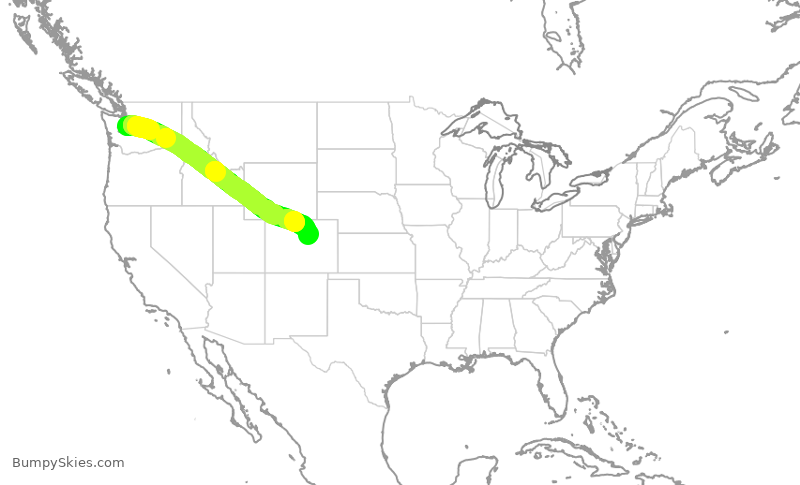 Turbulence forecast map for UAL1915, SEA to DEN