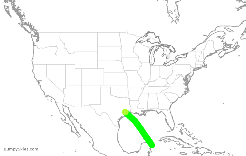 Turbulence forecast map for UAL1919, IAH to MCZ