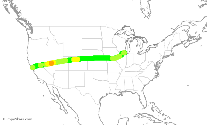 Turbulence forecast map for UAL1922, SFO to ORD