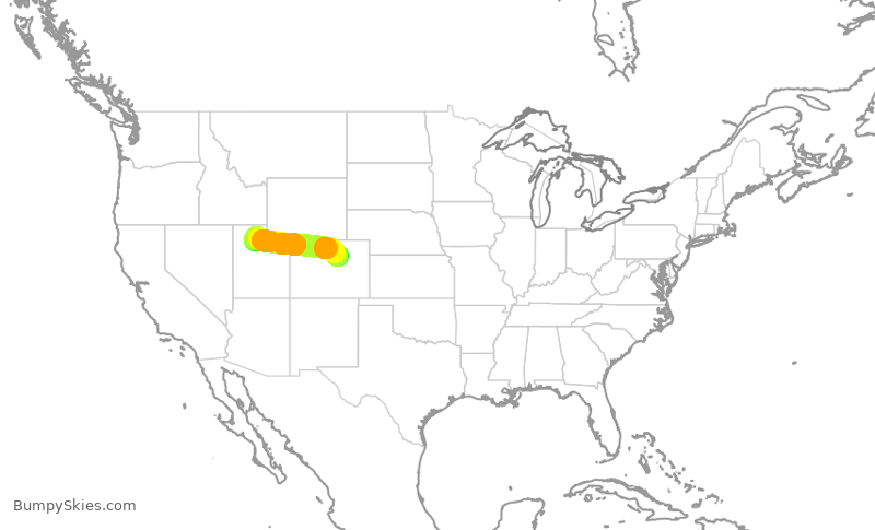 Turbulence forecast map for UAL1943, SLC to DEN