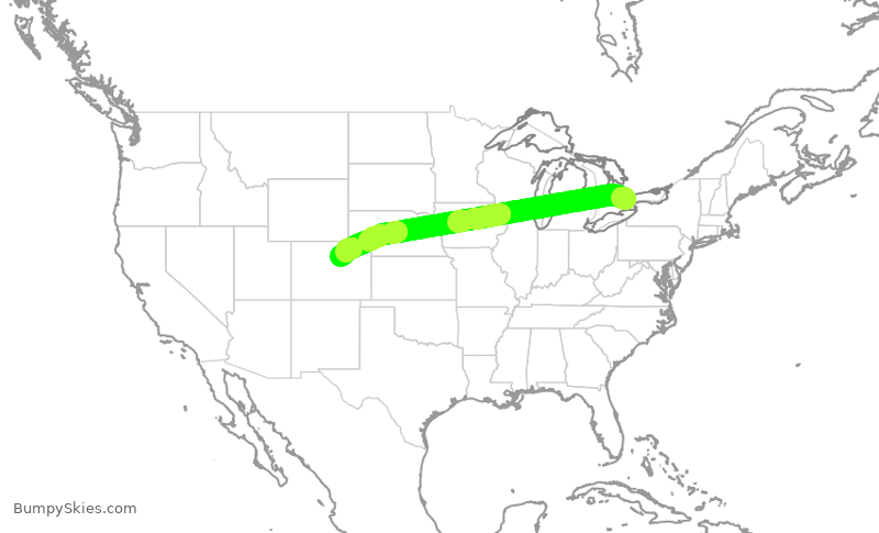 Turbulence forecast map for UAL1944, YYZ to DEN