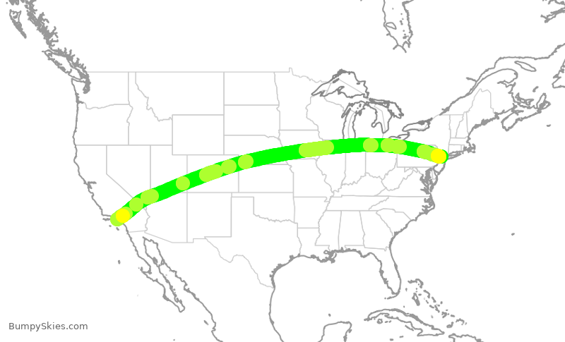 Turbulence forecast map for UAL1950, LAX to EWR