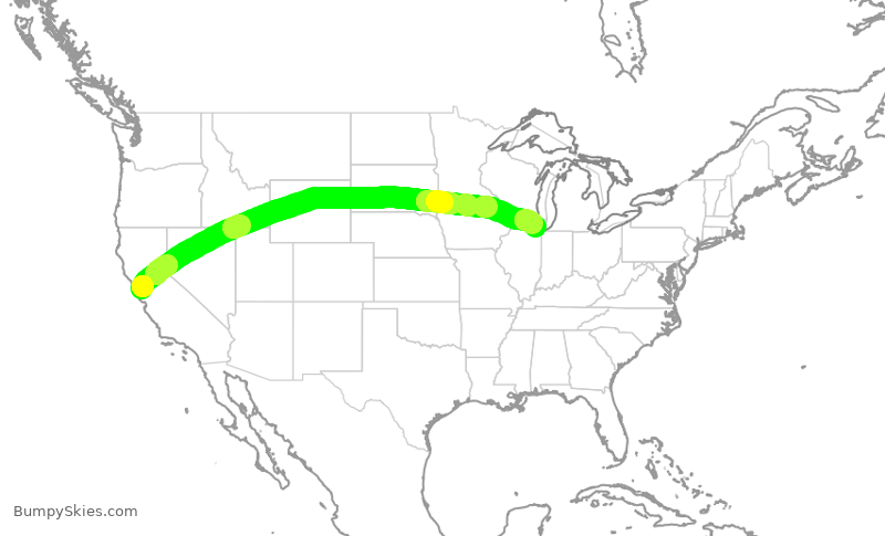 Turbulence forecast map for UAL1954, SFO to ORD