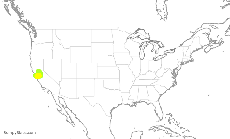 Turbulence forecast map for UAL1954, SMF to SFO