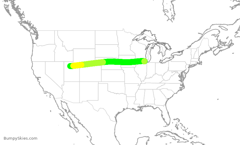 Turbulence forecast map for UAL1955, ORD to SLC