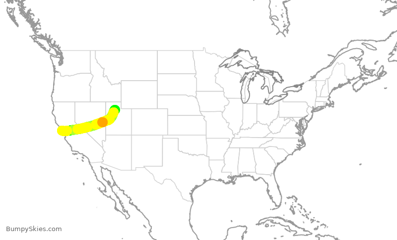 Turbulence forecast map for UAL1955, SLC to SFO