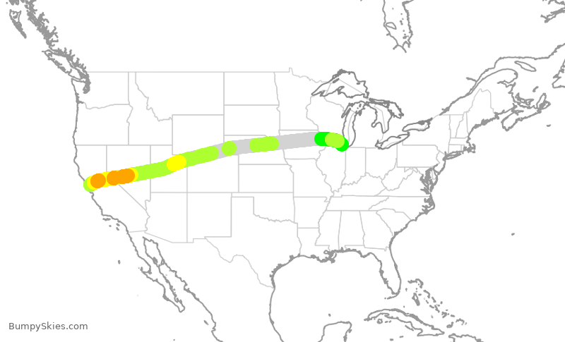 Turbulence forecast map for UAL1958, SFO to ORD