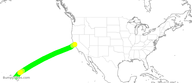Turbulence forecast map for UAL1958, OGG to SFO